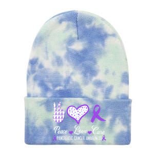 Peace Love Cure Pancreatic Cancer Awareness Pink Ribbon Cool Gift Tie Dye 12in Knit Beanie