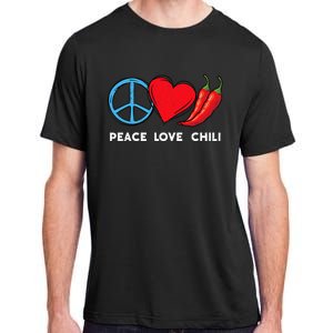 Peace Love Chili Peppers Red Hot Spicy Pepper Eat Mexican Adult ChromaSoft Performance T-Shirt