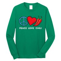 Peace Love Chili Peppers Red Hot Spicy Pepper Eat Mexican Long Sleeve Shirt