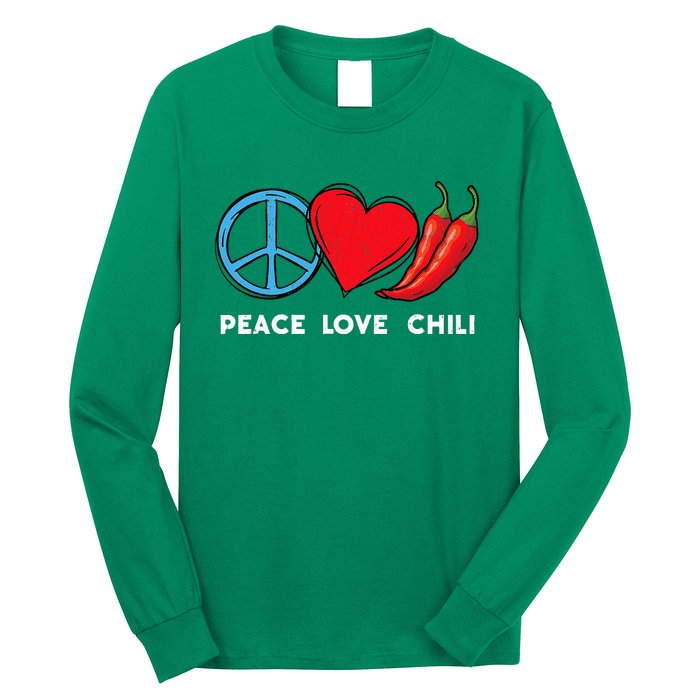 Peace Love Chili Peppers Red Hot Spicy Pepper Eat Mexican Long Sleeve Shirt