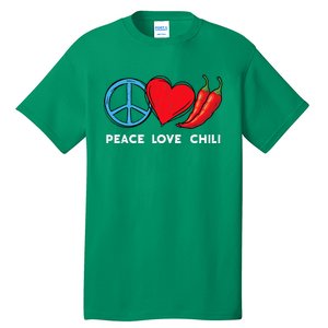 Peace Love Chili Peppers Red Hot Spicy Pepper Eat Mexican Tall T-Shirt