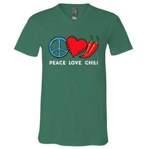 Peace Love Chili Peppers Red Hot Spicy Pepper Eat Mexican V-Neck T-Shirt