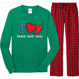 Peace Love Chili Peppers Red Hot Spicy Pepper Eat Mexican Long Sleeve Pajama Set