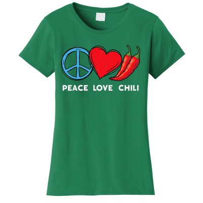 Peace Love Chili Peppers Red Hot Spicy Pepper Eat Mexican Women's T-Shirt