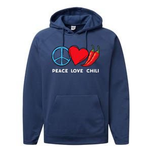 Peace Love Chili Peppers Red Hot Spicy Pepper Eat Mexican Performance Fleece Hoodie