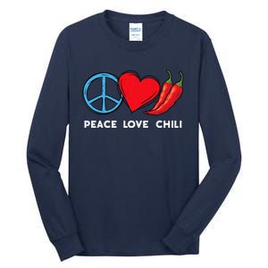 Peace Love Chili Peppers Red Hot Spicy Pepper Eat Mexican Tall Long Sleeve T-Shirt