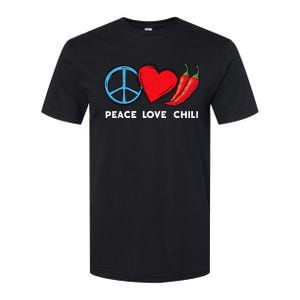 Peace Love Chili Peppers Red Hot Spicy Pepper Eat Mexican Softstyle CVC T-Shirt