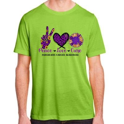 Peace Love Cure Pancreatic Cancer Awareness Purple Graphic Meaningful Gift Adult ChromaSoft Performance T-Shirt