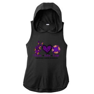 Peace Love Cure Pancreatic Cancer Awareness Purple Graphic Meaningful Gift Ladies PosiCharge Tri-Blend Wicking Draft Hoodie Tank