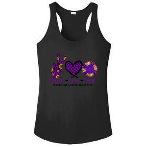 Peace Love Cure Pancreatic Cancer Awareness Purple Graphic Meaningful Gift Ladies PosiCharge Competitor Racerback Tank