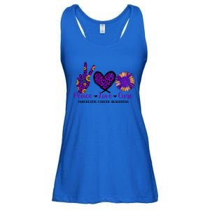 Peace Love Cure Pancreatic Cancer Awareness Purple Graphic Meaningful Gift Ladies Essential Flowy Tank