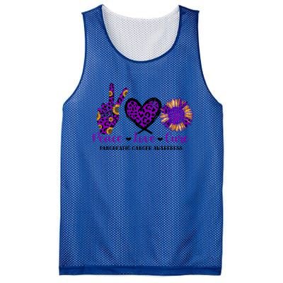 Peace Love Cure Pancreatic Cancer Awareness Purple Graphic Meaningful Gift Mesh Reversible Basketball Jersey Tank