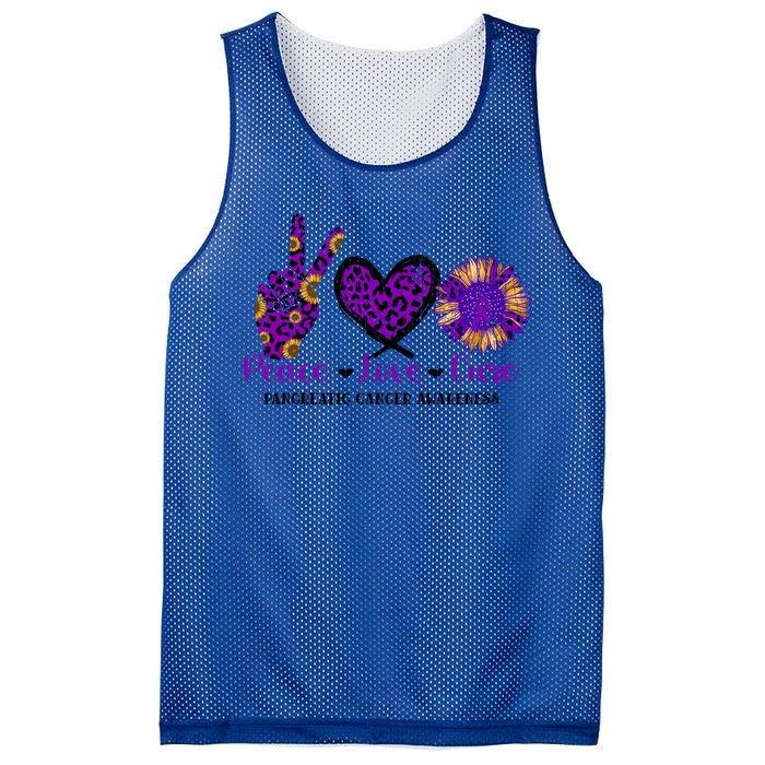 Peace Love Cure Pancreatic Cancer Awareness Purple Graphic Meaningful Gift Mesh Reversible Basketball Jersey Tank