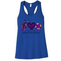 Peace Love Cure Pancreatic Cancer Awareness Purple Graphic Meaningful Gift Women's Racerback Tank