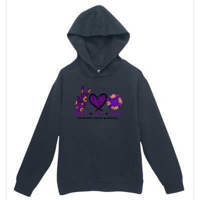 Peace Love Cure Pancreatic Cancer Awareness Purple Graphic Meaningful Gift Urban Pullover Hoodie