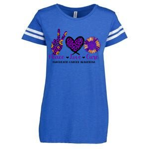 Peace Love Cure Pancreatic Cancer Awareness Purple Graphic Meaningful Gift Enza Ladies Jersey Football T-Shirt