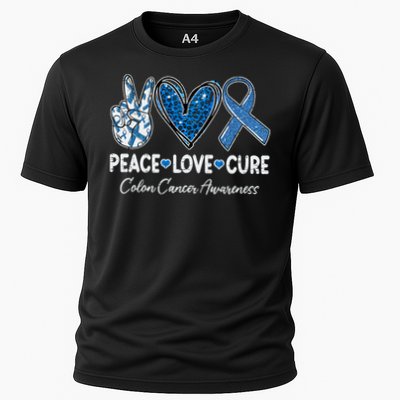 Peace Love Cure Colorectal Colon Cancer Awareness Support Performance Shirt