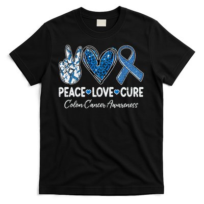 Peace Love Cure Colorectal Colon Cancer Awareness Support T-Shirt