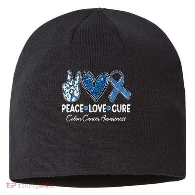 Peace Love Cure Colorectal Colon Cancer Awareness Support Sustainable Beanie