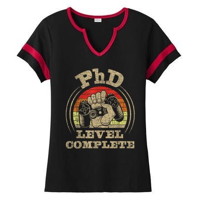 Phd Level Complete Phd Graduate Ph.d. Graduation Doctorate Ladies Halftime Notch Neck Tee