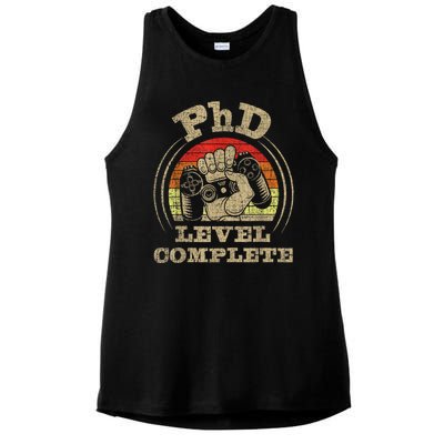 Phd Level Complete Phd Graduate Ph.d. Graduation Doctorate Ladies PosiCharge Tri-Blend Wicking Tank