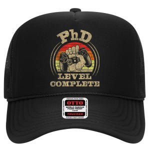 Phd Level Complete Phd Graduate Ph.d. Graduation Doctorate High Crown Mesh Back Trucker Hat