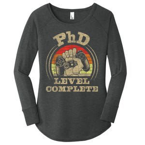 Phd Level Complete Phd Graduate Ph.d. Graduation Doctorate Women's Perfect Tri Tunic Long Sleeve Shirt