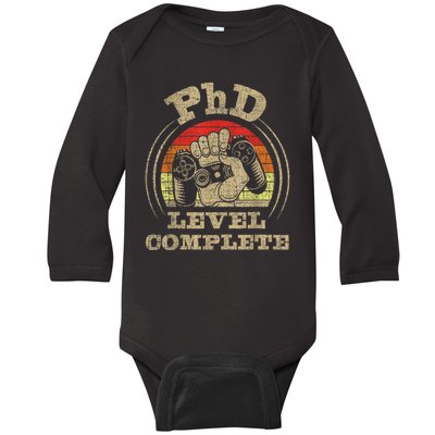 Phd Level Complete Phd Graduate Ph.d. Graduation Doctorate Baby Long Sleeve Bodysuit