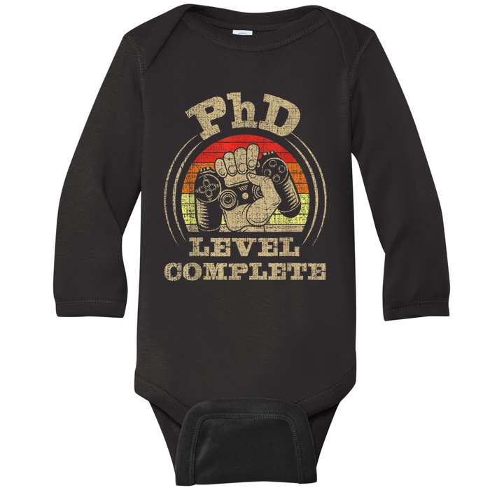 Phd Level Complete Phd Graduate Ph.d. Graduation Doctorate Baby Long Sleeve Bodysuit