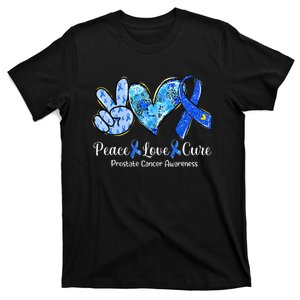 Peace Love Cure Blue Ribbon Prostate Cancer Awareness S T-Shirt