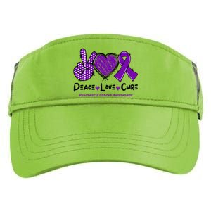 Peace Love Cure Pancreatic Cancer Awareness Purple Ribbon Cool Gift Adult Drive Performance Visor