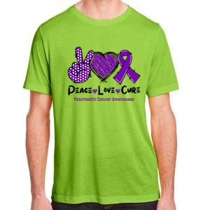 Peace Love Cure Pancreatic Cancer Awareness Purple Ribbon Cool Gift Adult ChromaSoft Performance T-Shirt