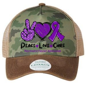 Peace Love Cure Pancreatic Cancer Awareness Purple Ribbon Cool Gift Legacy Tie Dye Trucker Hat