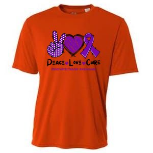 Peace Love Cure Pancreatic Cancer Awareness Purple Ribbon Cool Gift Cooling Performance Crew T-Shirt