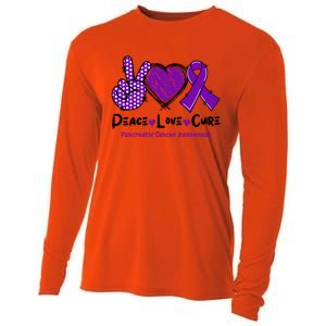 Peace Love Cure Pancreatic Cancer Awareness Purple Ribbon Cool Gift Cooling Performance Long Sleeve Crew