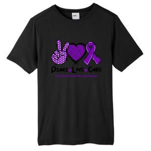 Peace Love Cure Pancreatic Cancer Awareness Purple Ribbon Cool Gift Tall Fusion ChromaSoft Performance T-Shirt