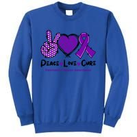 Peace Love Cure Pancreatic Cancer Awareness Purple Ribbon Cool Gift Sweatshirt