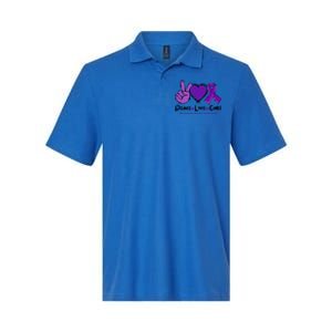 Peace Love Cure Pancreatic Cancer Awareness Purple Ribbon Cool Gift Softstyle Adult Sport Polo