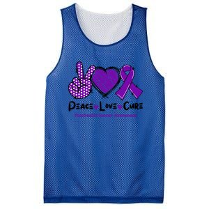 Peace Love Cure Pancreatic Cancer Awareness Purple Ribbon Cool Gift Mesh Reversible Basketball Jersey Tank