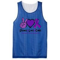 Peace Love Cure Pancreatic Cancer Awareness Purple Ribbon Cool Gift Mesh Reversible Basketball Jersey Tank