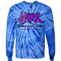 Peace Love Cure Pancreatic Cancer Awareness Purple Ribbon Cool Gift Tie-Dye Long Sleeve Shirt