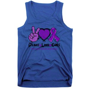 Peace Love Cure Pancreatic Cancer Awareness Purple Ribbon Cool Gift Tank Top