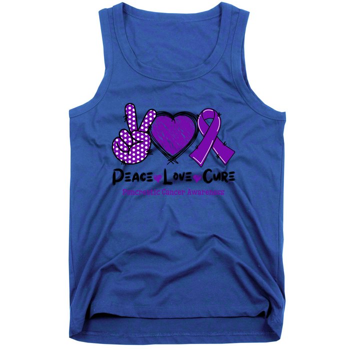 Peace Love Cure Pancreatic Cancer Awareness Purple Ribbon Cool Gift Tank Top