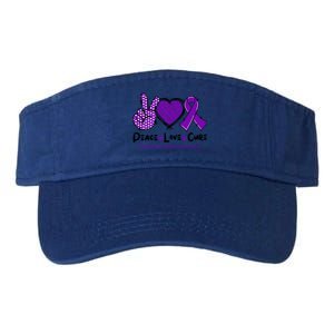 Peace Love Cure Pancreatic Cancer Awareness Purple Ribbon Cool Gift Valucap Bio-Washed Visor