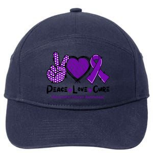 Peace Love Cure Pancreatic Cancer Awareness Purple Ribbon Cool Gift 7-Panel Snapback Hat