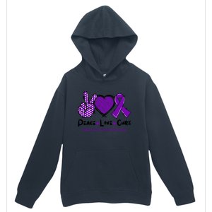 Peace Love Cure Pancreatic Cancer Awareness Purple Ribbon Cool Gift Urban Pullover Hoodie