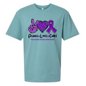 Peace Love Cure Pancreatic Cancer Awareness Purple Ribbon Cool Gift Sueded Cloud Jersey T-Shirt