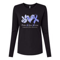 Peace Love Cure Periwinkle Ribbon Esophageal Cancer Womens Cotton Relaxed Long Sleeve T-Shirt