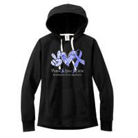 Peace Love Cure Periwinkle Ribbon Esophageal Cancer Women's Fleece Hoodie