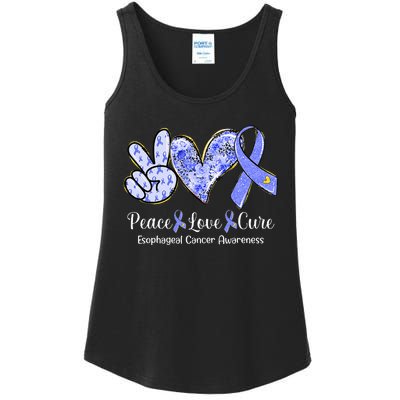 Peace Love Cure Periwinkle Ribbon Esophageal Cancer Ladies Essential Tank